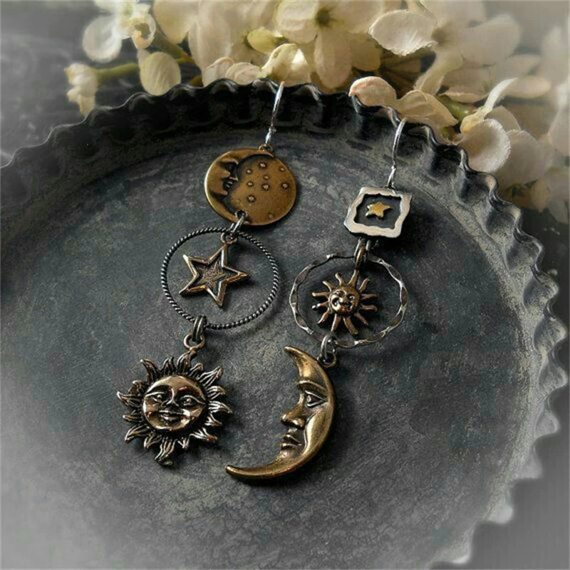 Sun-moon Pendant Earrings