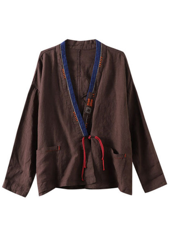 Mulberry Embroidered Patchwork Loose Coat Spring