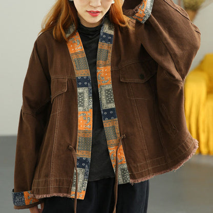 Brown Pockets Tie Fall Coat