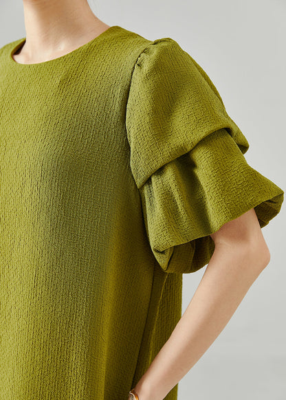 Green Puff Sleeve Spandex Dresses Summer