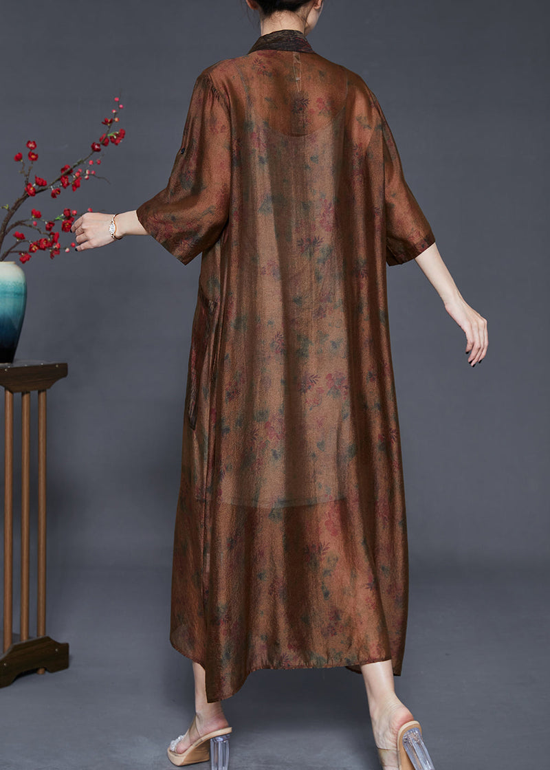 Brown Tasseled Tie Dye Silk Cardigans Summer