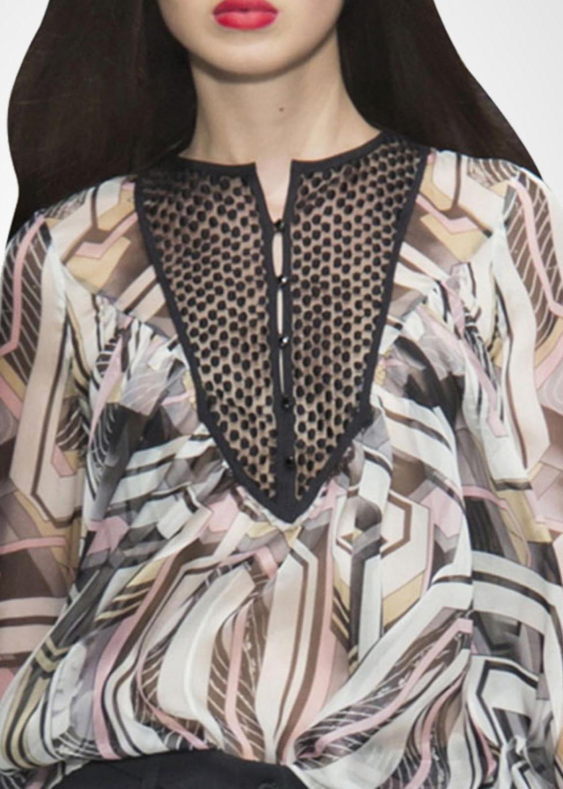 Print Draping Chiffon Shirt Top Lantern Sleeve