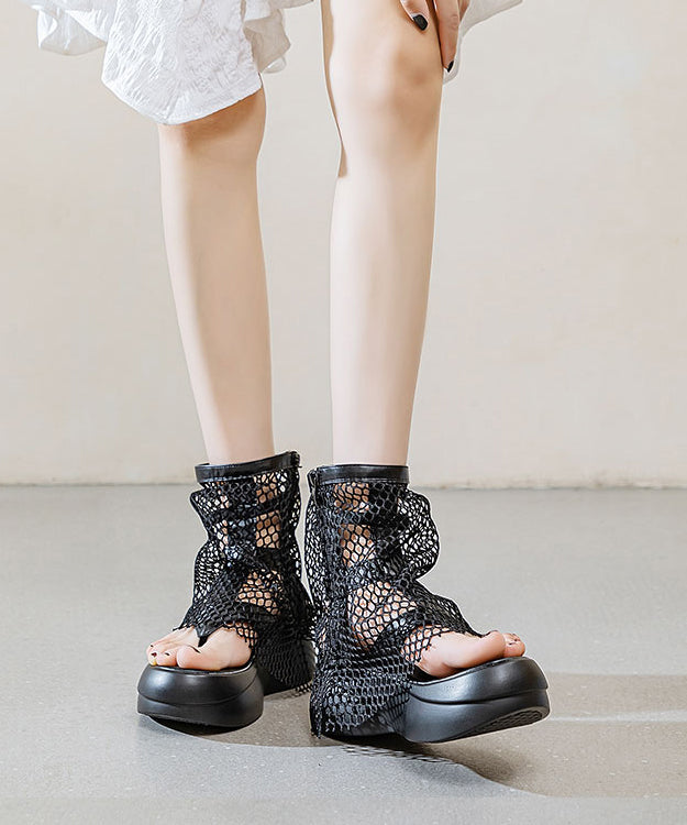 European and American Style White Platform Breathable Mesh Clip Toe Cool Boots