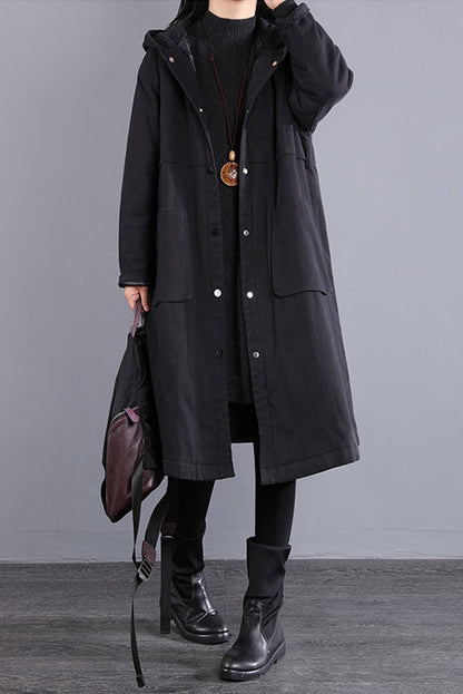 Hooded Cotton Coat Stitching Loose Cotton Coat