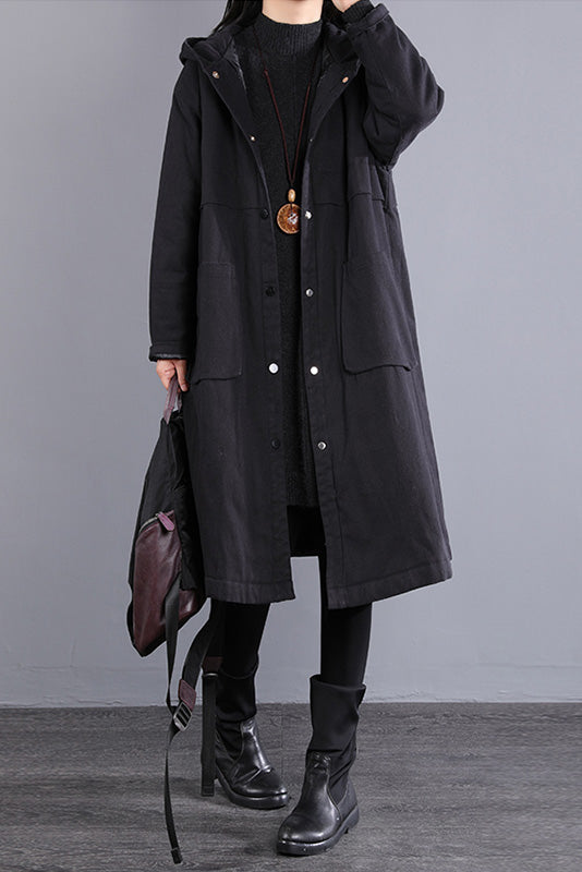 Hooded Cotton Coat Stitching Loose Cotton Coat