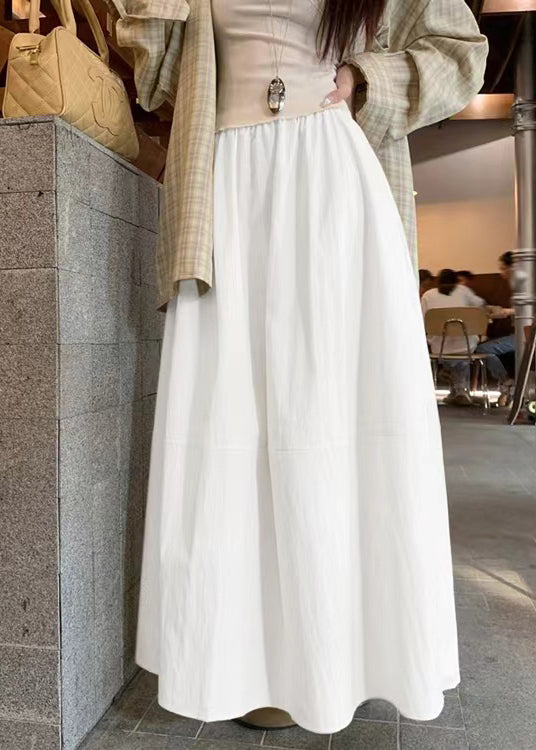 Art Black Pockets Elastic Waist Cotton Skirt Fall