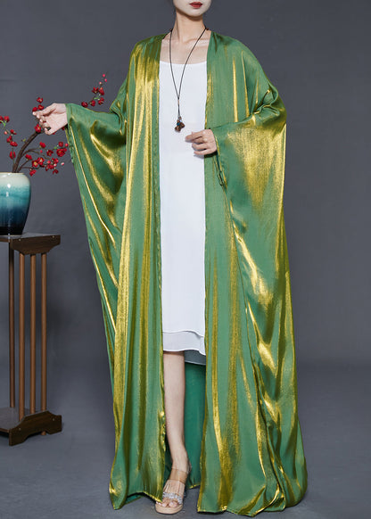 French Lake Green Oversized Silk Cardigans Batwing Sleeve