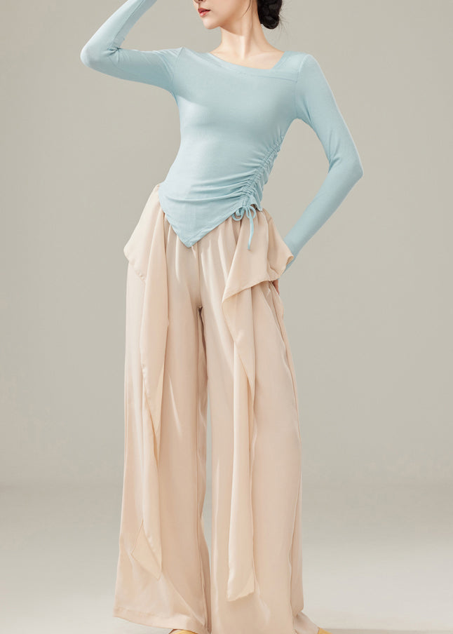 Beige Draping Cotton Dance Pants Fall