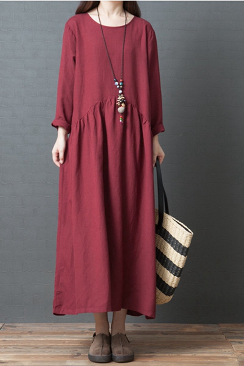 Loose Linen Maxi Dresses Fall Outfits