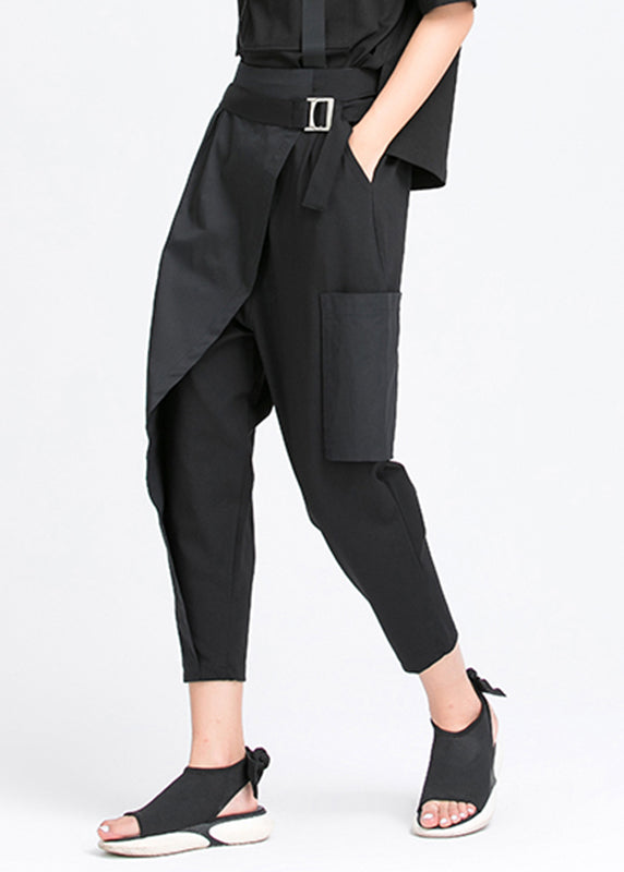 Black Patchwork Harem Pants Spring