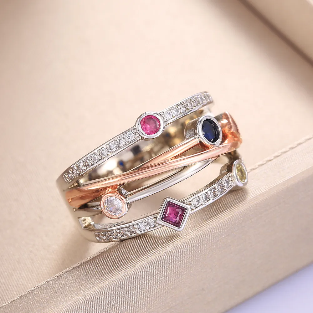 Colorful Hollow Zirconia Ring