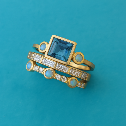 Blue Crystal Ring Set