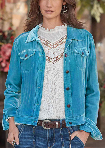 Boutique Pink Peter Pan Collar Patchwork Velvet Short Coat Fall