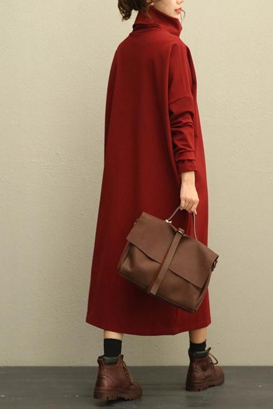 High Neck Thicken Knitted Winter Maxi Dresses