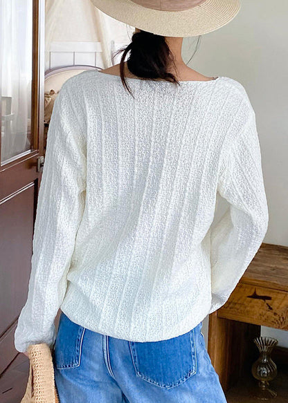 Beige Lace Up Thin Knit Top Spring