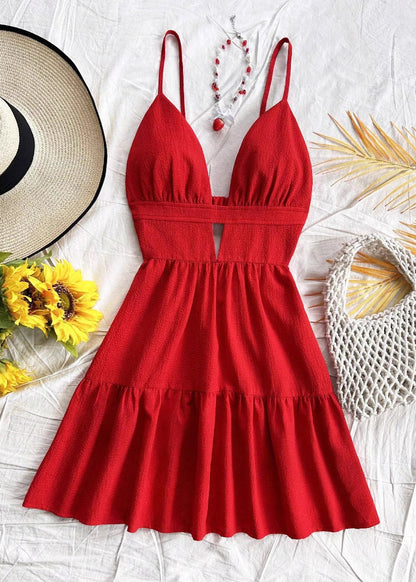 Stylish Leopard Backless Print Cotton Mini Dress Summer