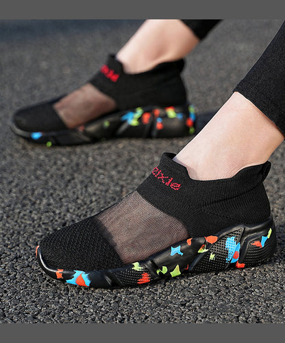 Soft Soled Black Camouflage Sports Shoes With a Mesh