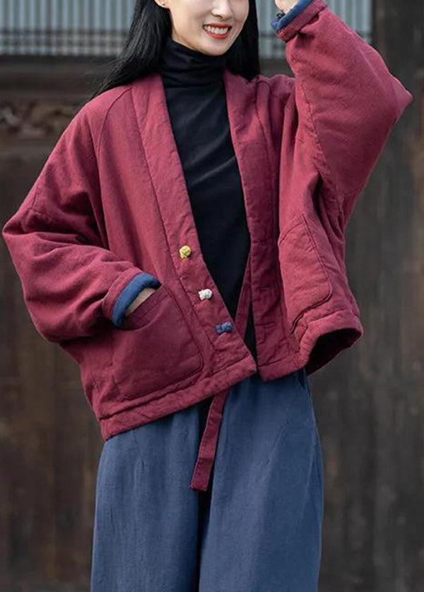 Yellow V Neck Pockets Fine Cotton Filled Coats Winter