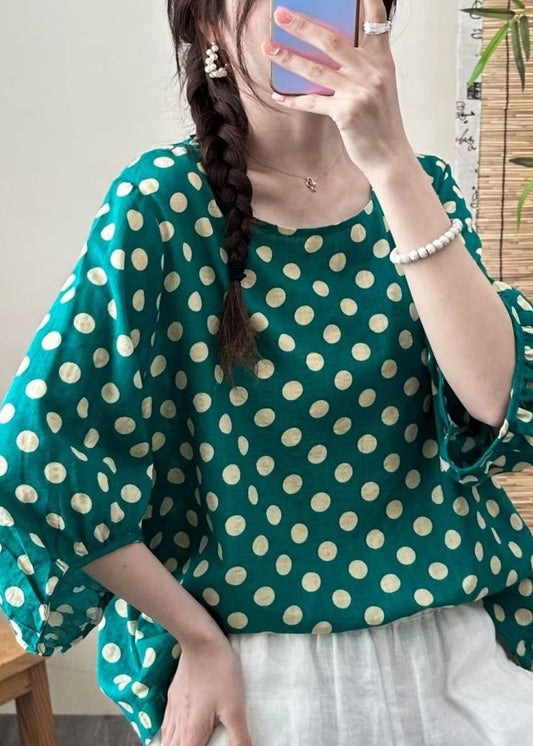 Green O Neck Print Cotton T Shirts Half Sleeve