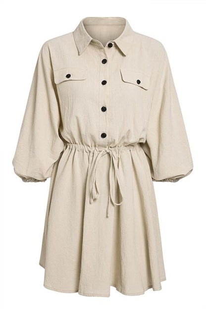 Linen Lantern Sleeve Dress