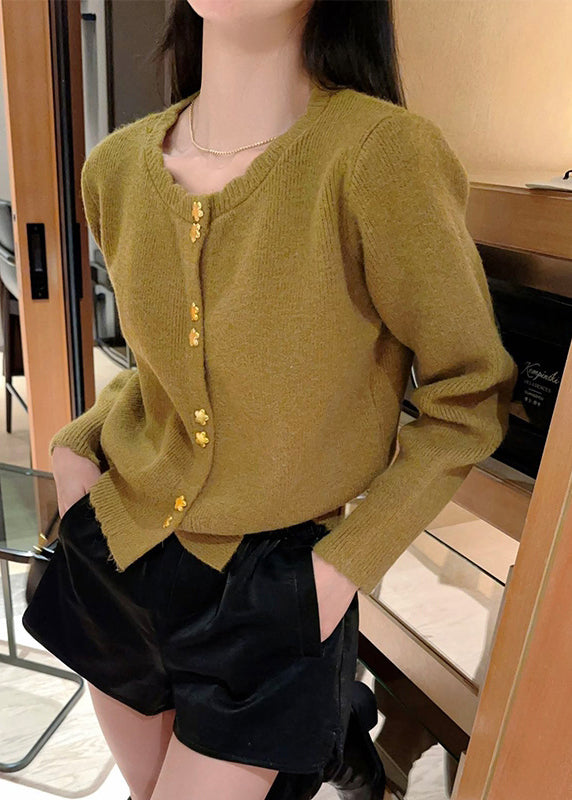 Red O Neck Button Knit Cardigan Coat Fall