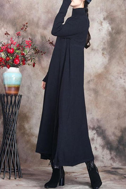 Pure Color Knitted High Neckline Dress