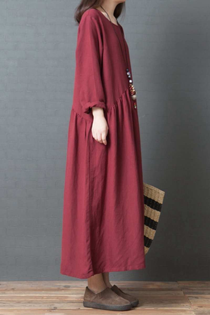 Loose Linen Maxi Dresses Fall Outfits