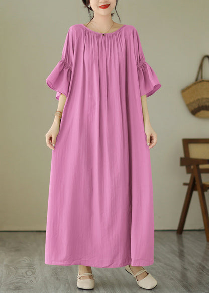 Pink Tie Waist Vacation Maxi Dresses Summer