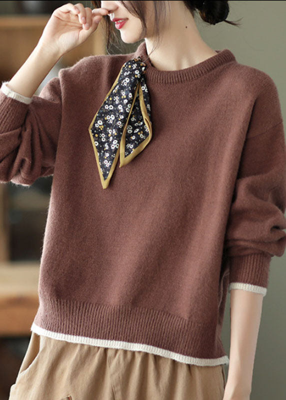 Chocolate O-neck Loose Fall Sweater