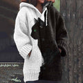 Black Cat Pattern Women's Hooded Cardigan elevenforest