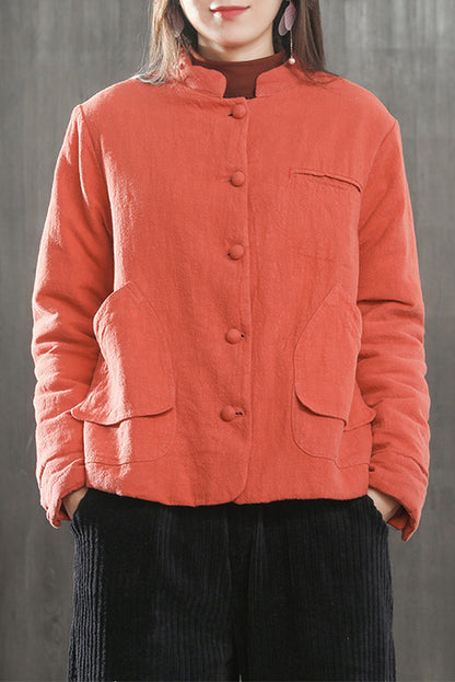 Winter Jacket Retro Linen Padded Jacket