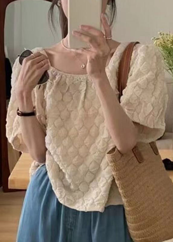 Apricot Square Collar Cotton Top Summer