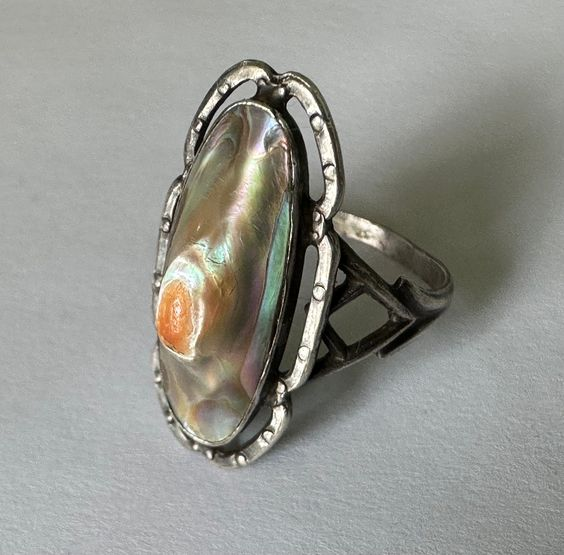 Green Nature Stone Silver Ring