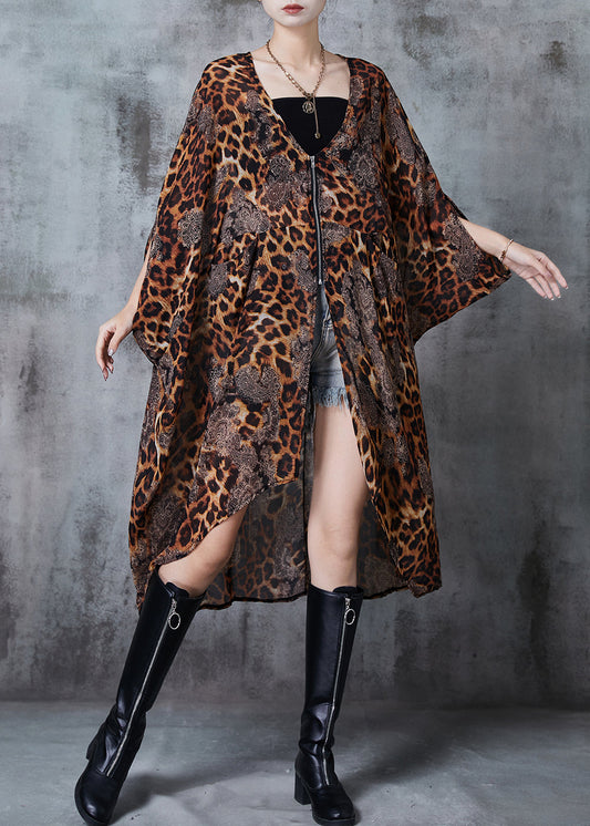 Stylish Oversized Leopard Print Chiffon Cardigan Summer