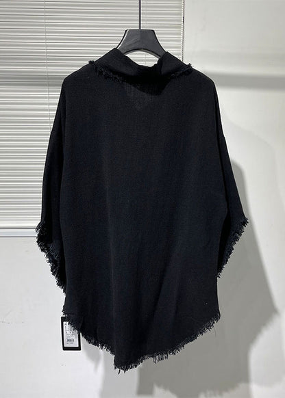 Original Asymmetrical Loose Linen T Shirt for Bat Sleeves