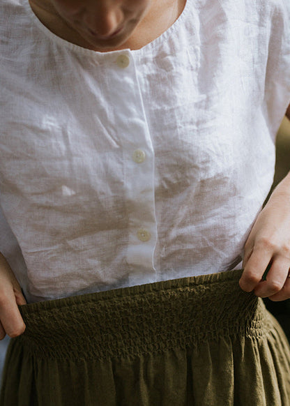 Organic White Wear on Both Sides Linen T Shirt Top Summer