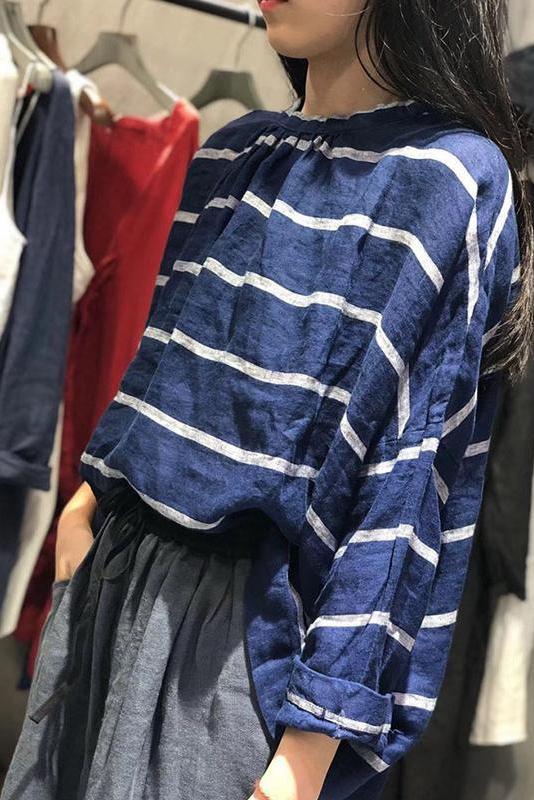 Limited Stock- Loose Chiffon Linen Striped Long Sleeve Shirt