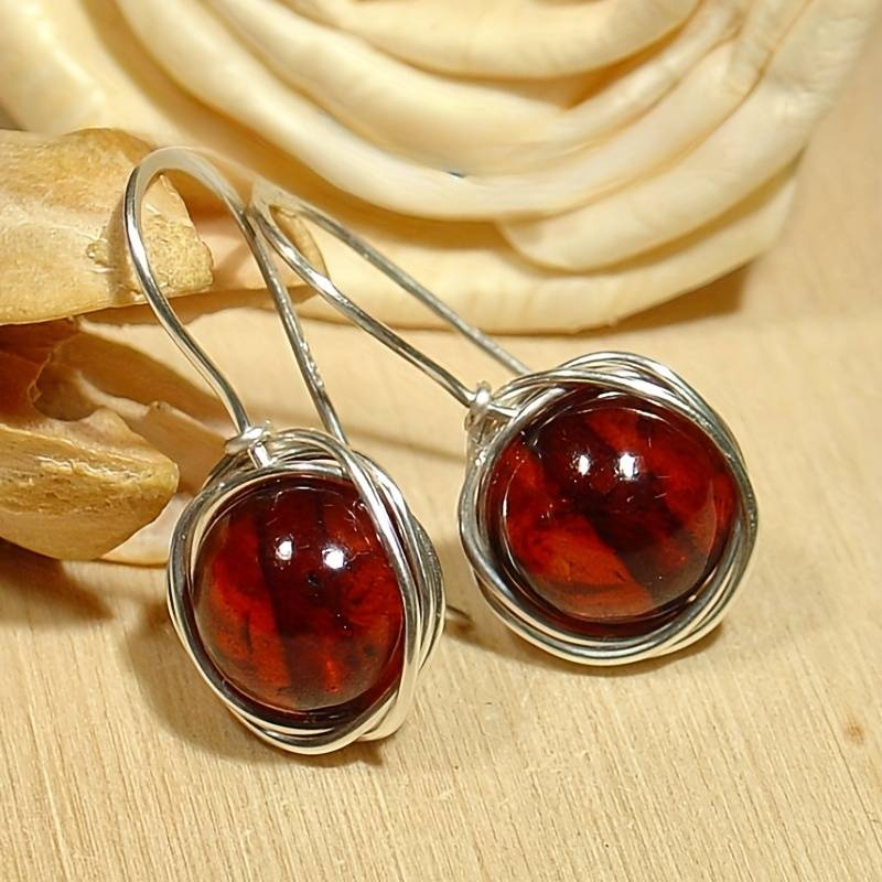 Red Bright Stone Earrings