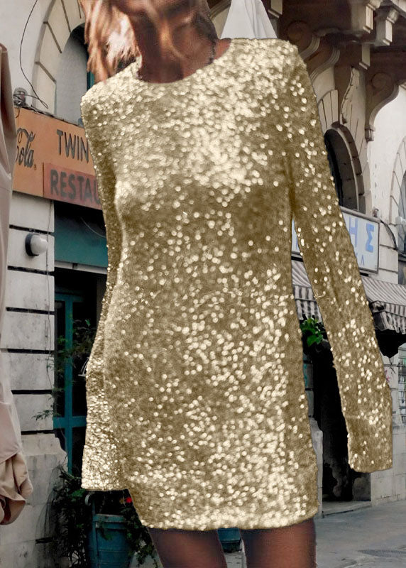 European and American Style Silver Sequins Slim Fit Dress Spring