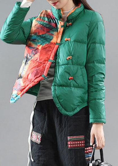 Boutique White Stand Collar Retro Oriental Winter Down Coat