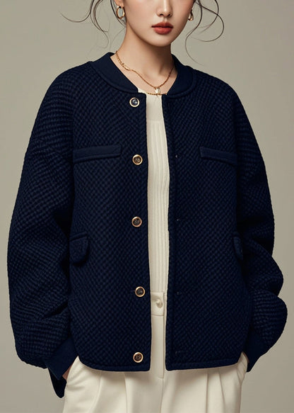 Loose Black Button Cotton Coats Winter