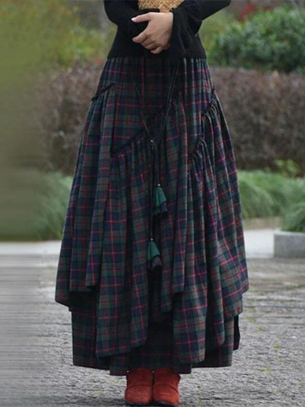 Irregular Stitching Large Hem Long Skirt