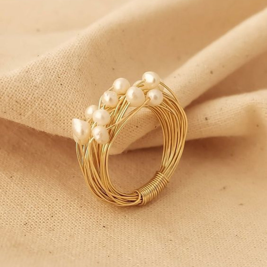 Golden Pearl Nest Ring