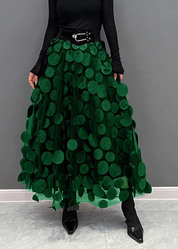 Black Dot Patchwork Tulle Skirt Fall