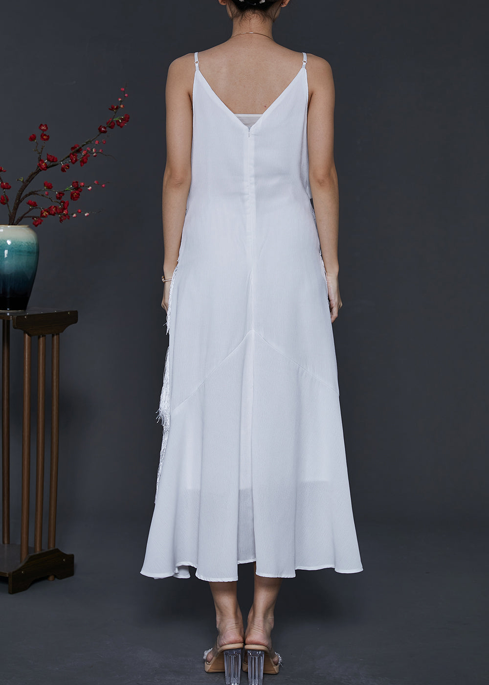 White Tasseled Chiffon Sundress Summer