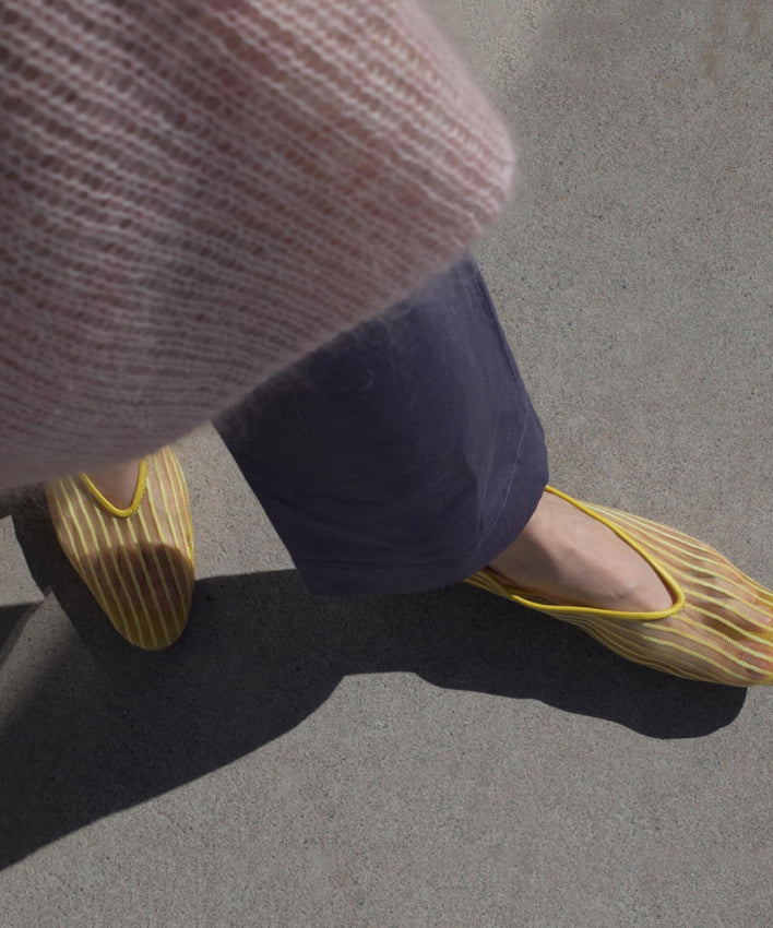 Yellow Breathable Mesh Flat Feet Shoes Splicing Stylish