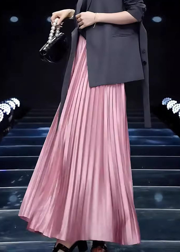 Loose Pink Wrinkled Cotton Skirts Spring