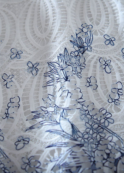 White Embroidered Hollow Out Lace Shirt Top Summer