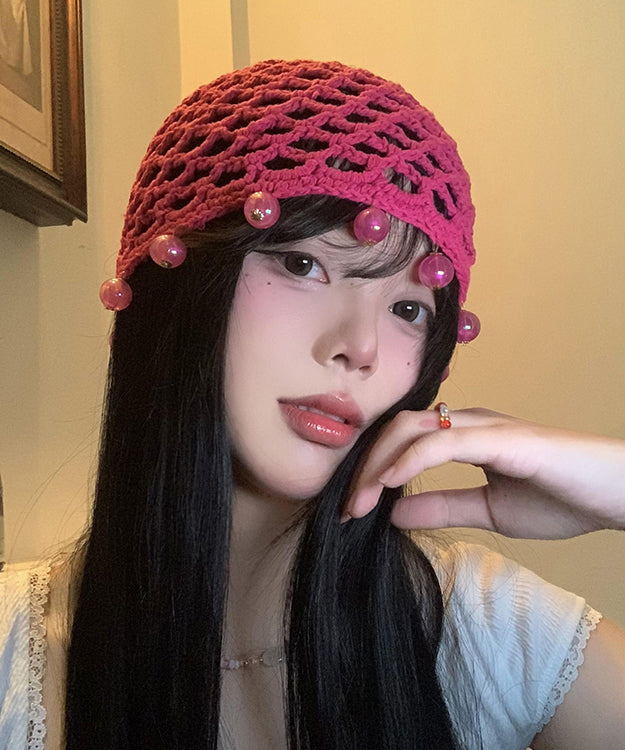 Handmade Rose Hollow Out Bead Knit Boonie Hat
