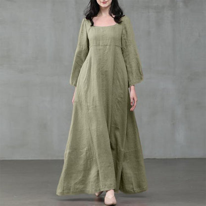 Summer Vacation Dress Spring Outfit Retro Dress With Large Pendulum Linen